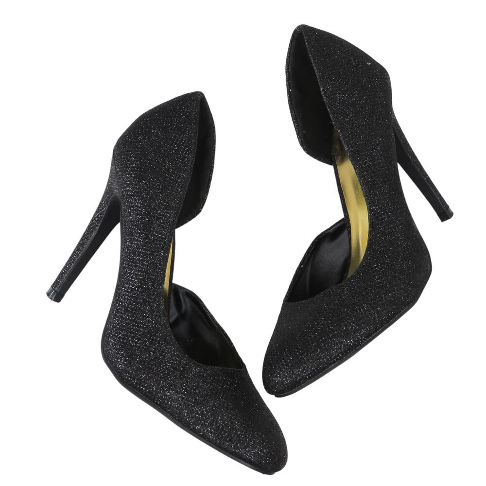 Qupid Black Sparkly Glitter Stiletto Pump Heels Size 7.5 - Picture 5 of 9
